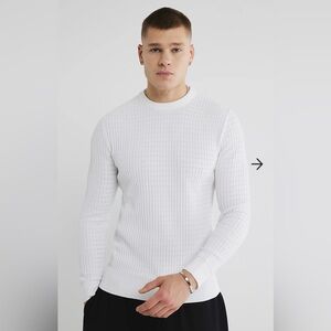 River Island White Muscle Fit Textured Jumper